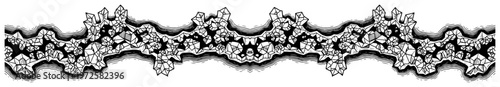 Organic horizontal border composed of geometric mineral crystals and crystalline structures in hand drawn ink style
