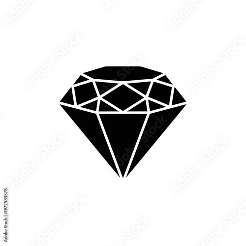 Black Diamond Gemstone Icon Symbol.