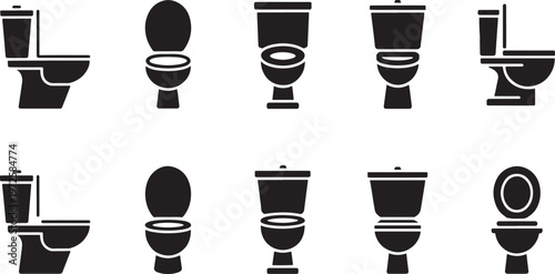 black toilet icons on white background
