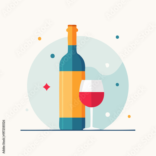 Bouteille Vin Géométrique Élégant
