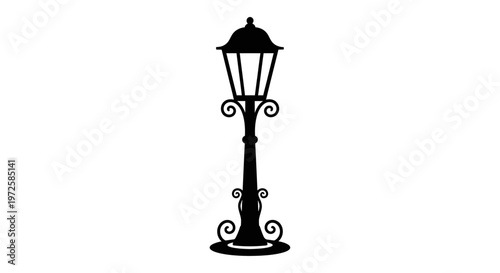 Black Street Lamp Post Silhouette Icon.