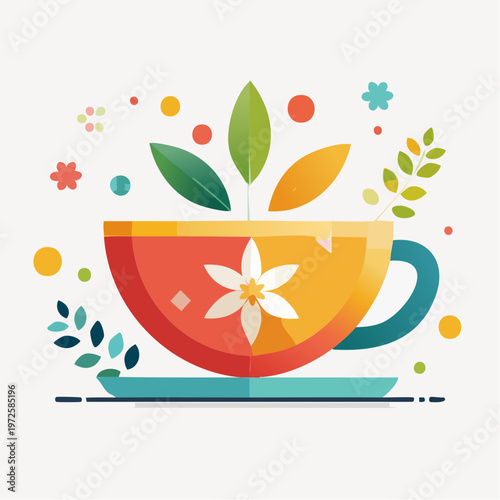 Tasse Thé Géométrique Floral
