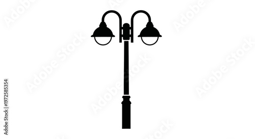 Black Street Lamp Post With Lights.