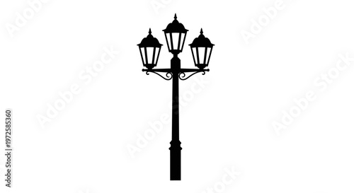 Black Street Lamp Post With Lights.