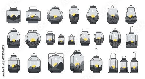 Collection of oil lanterns with handles.