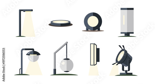 Collection of modern studio lamps.