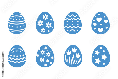 Unique decorative patterns with Easter egg silhouette collection, different shapes, Christian Tradition Happy Easter eggs for holiday artwork vector
