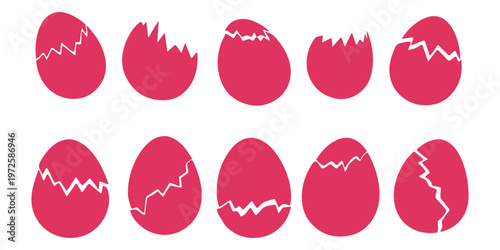 Broken Easter egg icon, Silhouette Broken eggs vector icons. Ester eggs shell. crack eggs icon set vector on white background. Vector illustration
