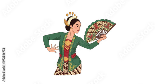 Traditional dancer in green costume.