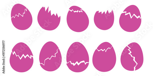 Broken Easter egg icon, Silhouette Broken eggs vector icons. Ester eggs shell. crack eggs icon set vector on white background. Vector illustration