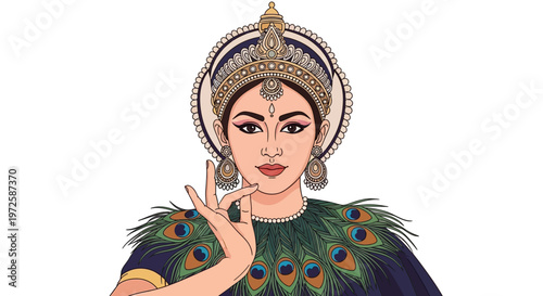 Illustration of a woman in traditional Indian attire.