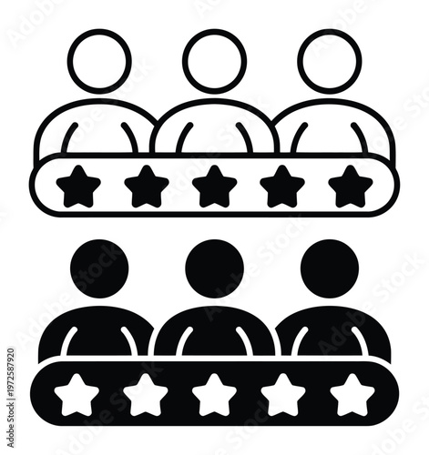 Of three people with stars, representing rating or review