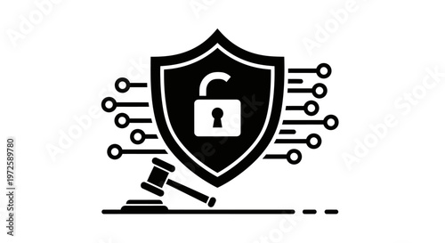 law and security concept with shield.