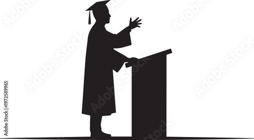 Graduation Ceremony Public Speaker and Valedictorian Silhouettes
