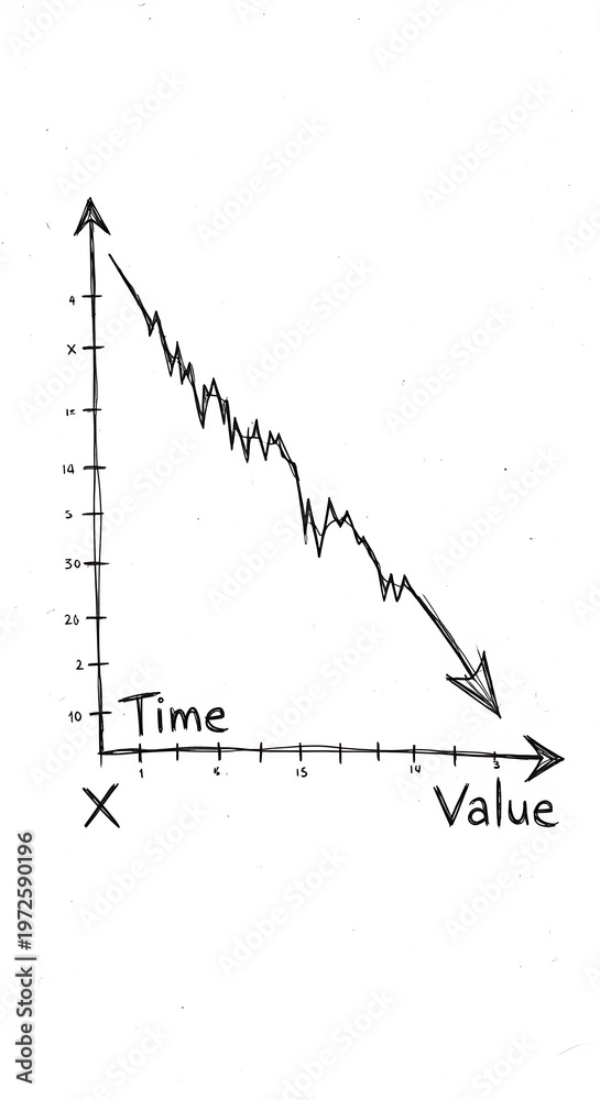 Obraz premium The graph shows a declining trend over time with a fluctuating pattern.