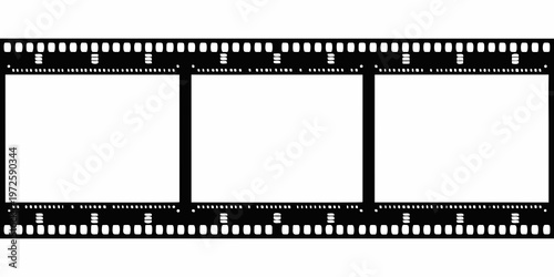 A strip of black and white photographic film with four frame divisions
