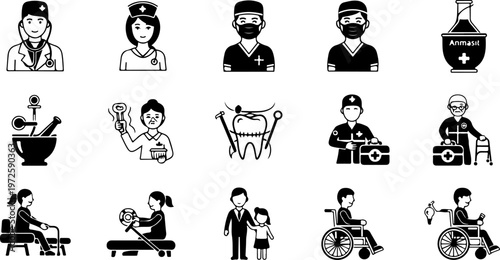 Medical and Healthcare Service Vector Icon Set