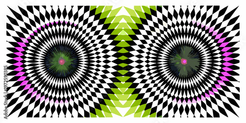 Canvas-taulu Optical illusion featuring two eyes within a symmetrical colorful pattern