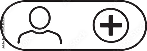 user add icon with plus symbol for profile account UI isolated white