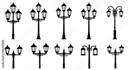 Collection of various street lamps.