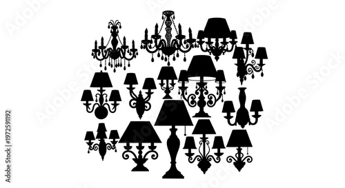 Collection of various lamp silhouettes.