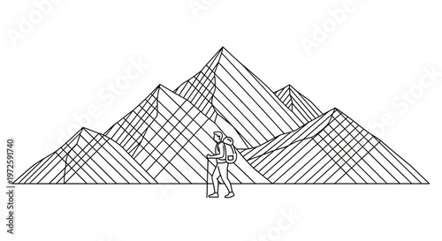 Astronaut standing on a vast desert landscape with majestic pyramids rising in the distance under a clear sky with a whisk generated pattern