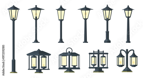 Collection of various outdoor lamp posts.