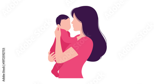 A mother lovingly cradles her baby in a tender heartwarming moment