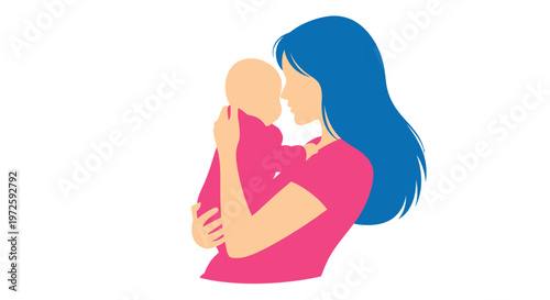 A mother lovingly cradles her newborn baby in a tender embrace