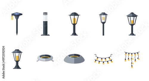 Collection of various outdoor lamp posts.