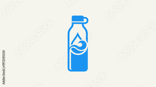 Blue Water Bottle With Waterdrop Logo
