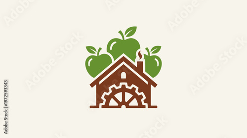 Rustic Farmhouse Logo with Apples