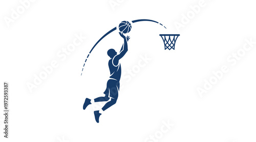 Silhouette of Basketball Player Shooting the Ball
