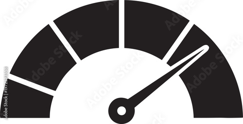 Simple gauge icon measuring performance and progress with a black needle