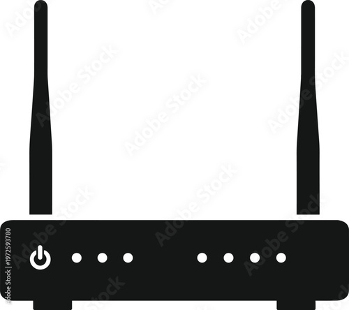 Minimal vector silhouette, wireless router device, simplified outline, clean line design, isolated on white background.