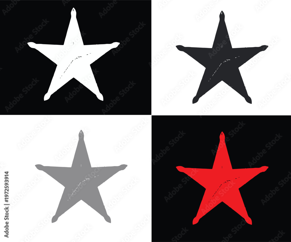 Obraz premium Four colored stars on different background colors