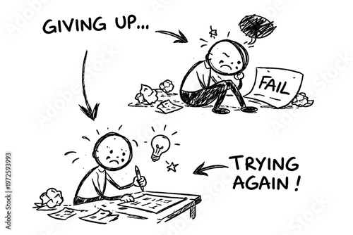 Imperfect vector persistence concept icon image person messy giving simple generation uneven