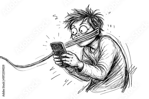 Person concept glued addiction icon lines vector generation line messy simple image