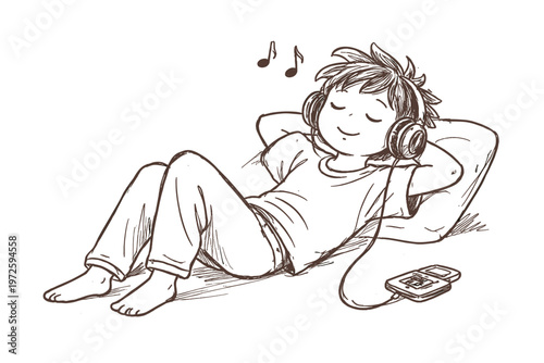 Icon image simple person to uneven relaxing music generation vector messy imperfect