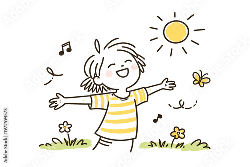 Doodle moment style image simple generation icon messy happy sunlight vector minimal