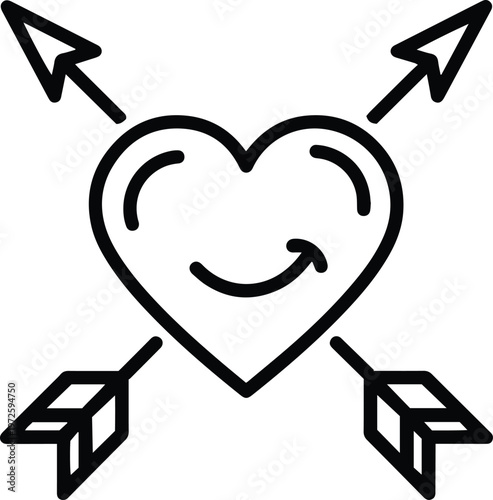 Heart pierced by arrows a symbol of love pain and valentine's day