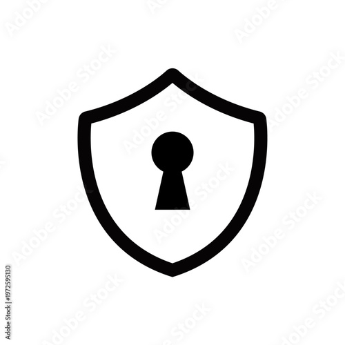 セキュリティシールド鍵アイコン 線画 アウトライン・保護・安全