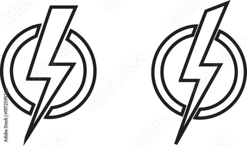 Two circular lightning bolt symbols a minimalist design for power and energy