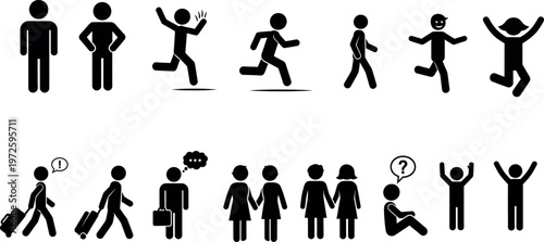 Collection of icons depicting various human actions and emotions in daily life Vector