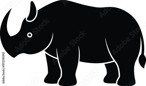 Woolly Rhino silhouette vector art Illustration