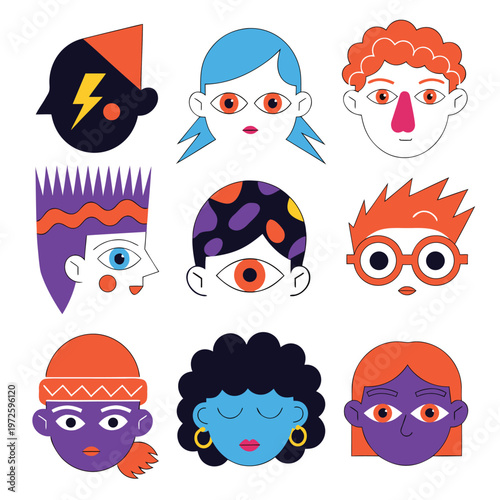 set of funny cartoon monsters