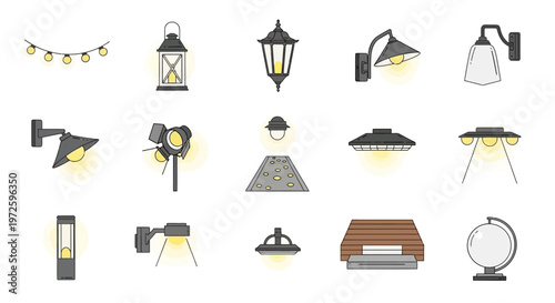 Collection of various stage lights.