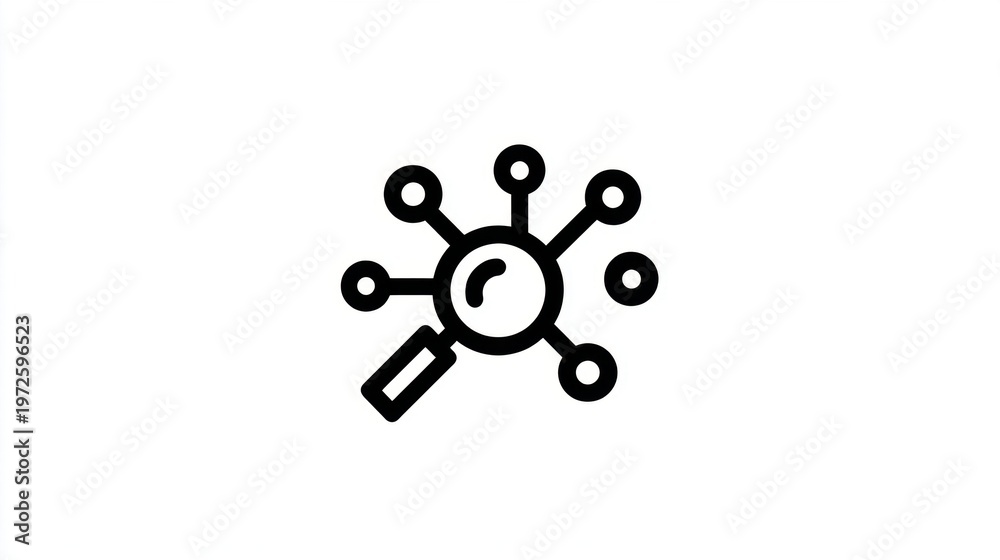 Obraz premium Magnifying glass over network of connecting circles