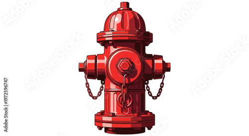 A classic red fire hydrant stands ready for action against a clean white background, a vital piece of municipal infrastructure