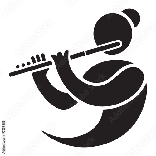 Minimalist Flutist Icon for Music School and Performance Logo